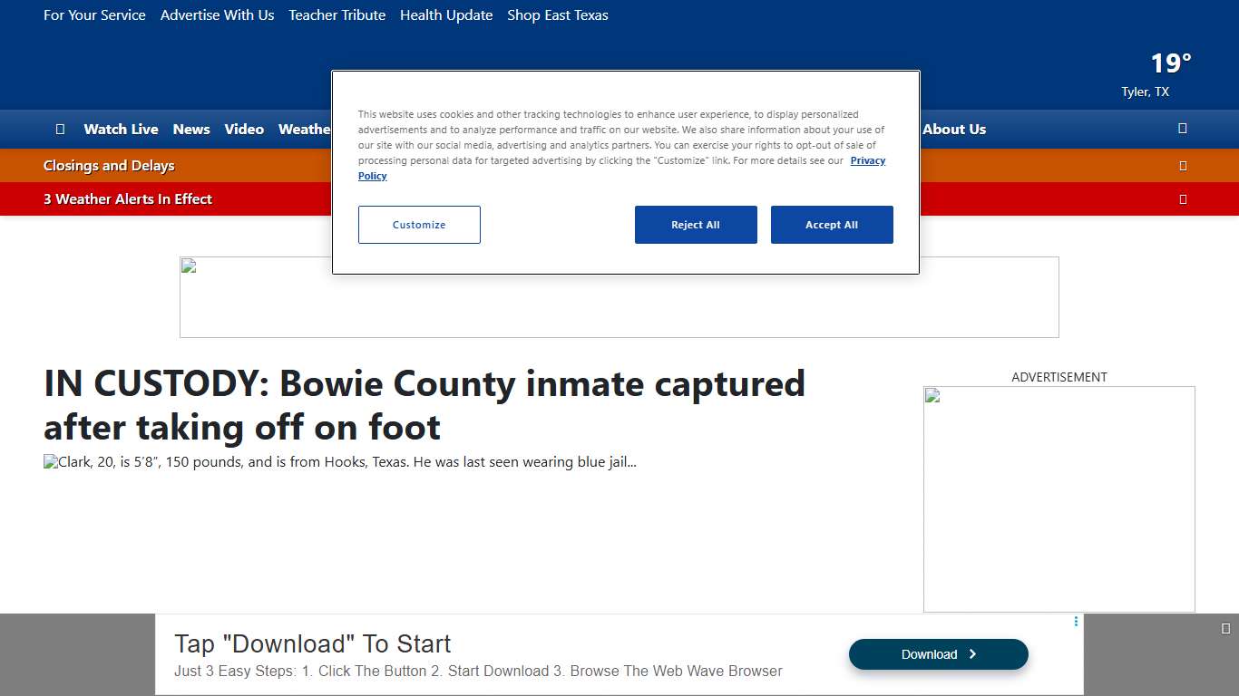 IN CUSTODY: Bowie County inmate captured after taking off on foot