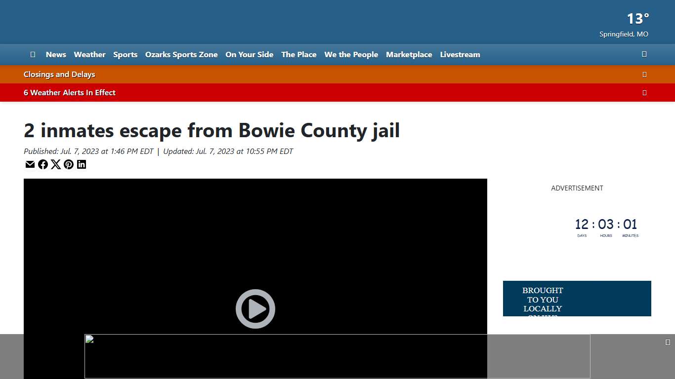 2 inmates escape from Bowie County jail