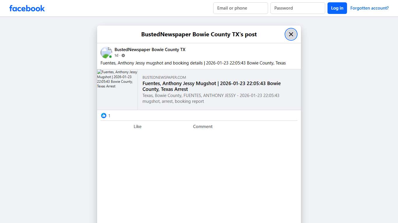 Fuentes, Anthony Jessy... - BustedNewspaper Bowie County TX Facebook
