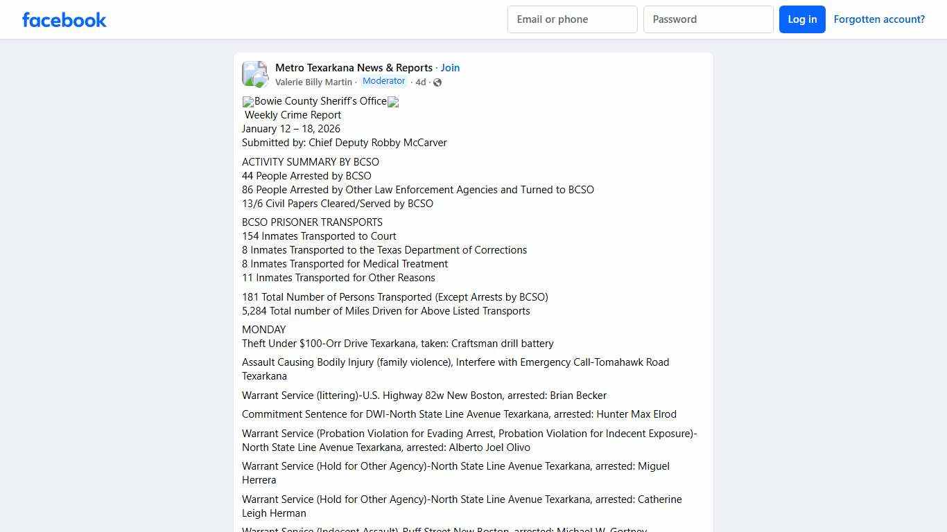Metro Texarkana News & Reports 🚨Bowie County Sheriff’s Office🚨 Facebook